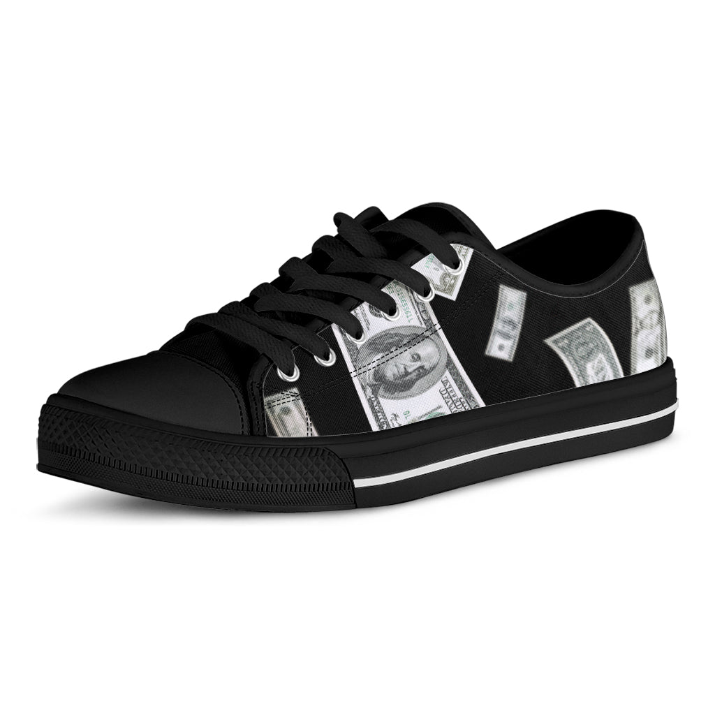 Flying USD Print Black Low Top Shoes