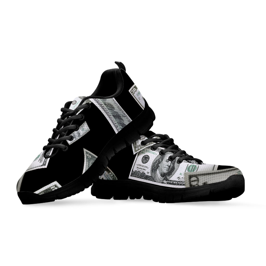 Flying USD Print Black Sneakers