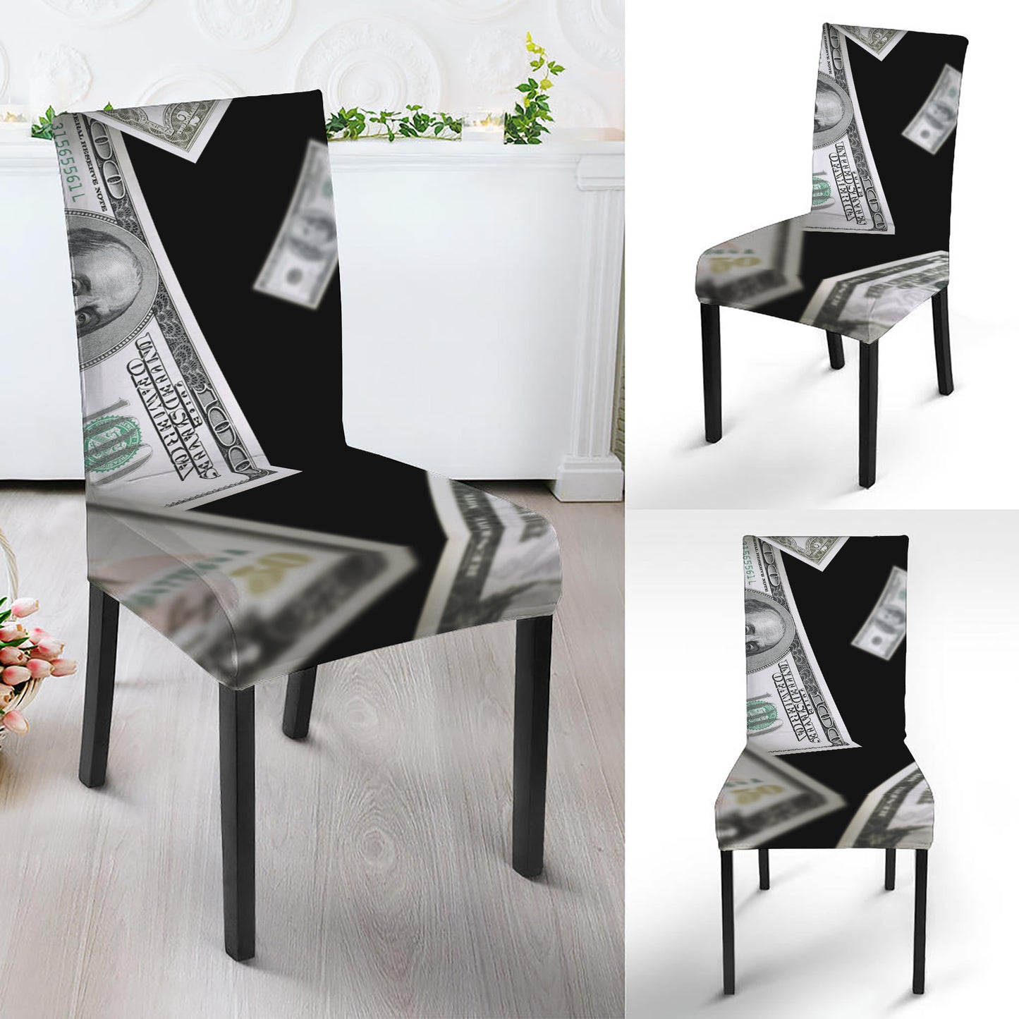 Flying USD Print Dining Chair Slipcover
