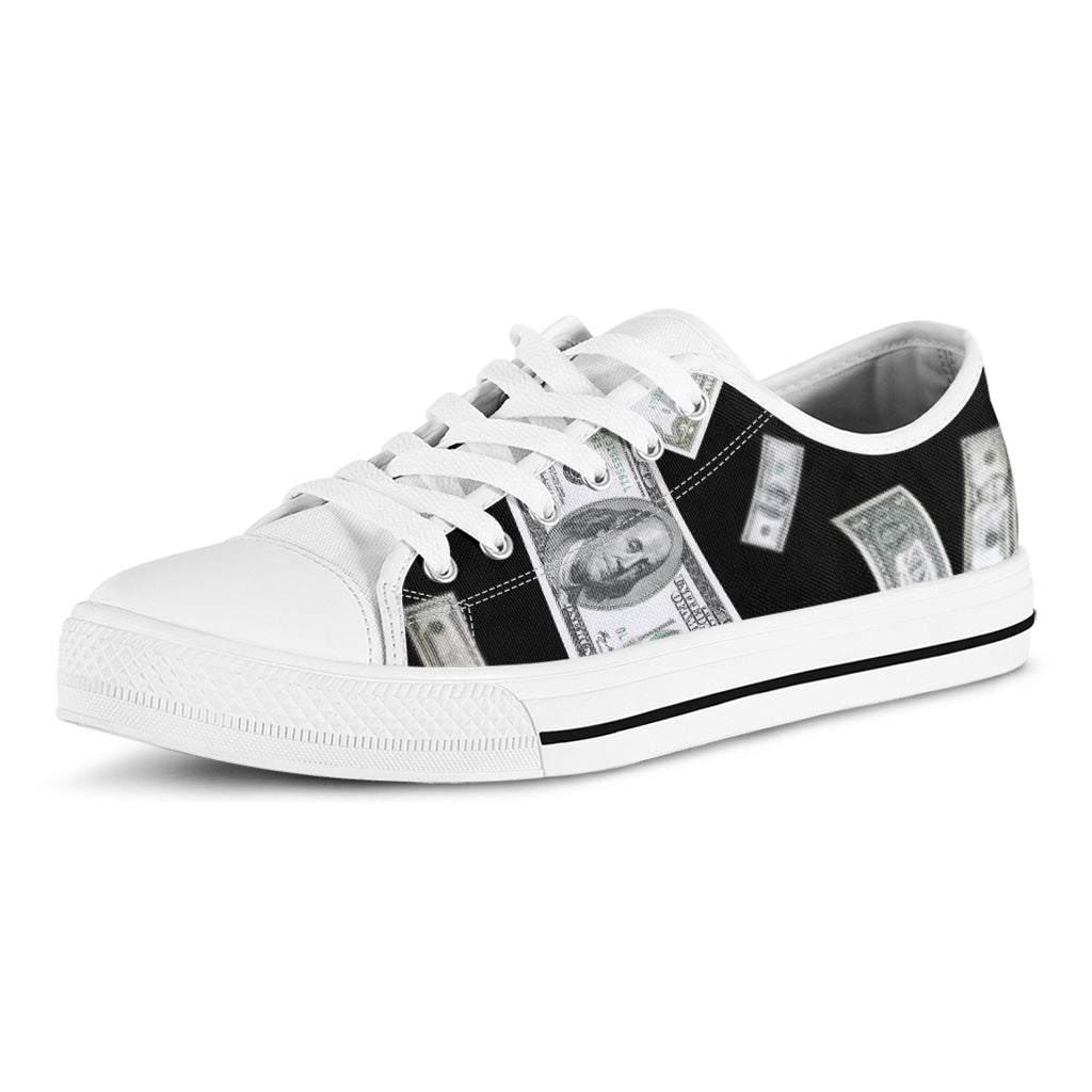 Flying USD Print White Low Top Shoes