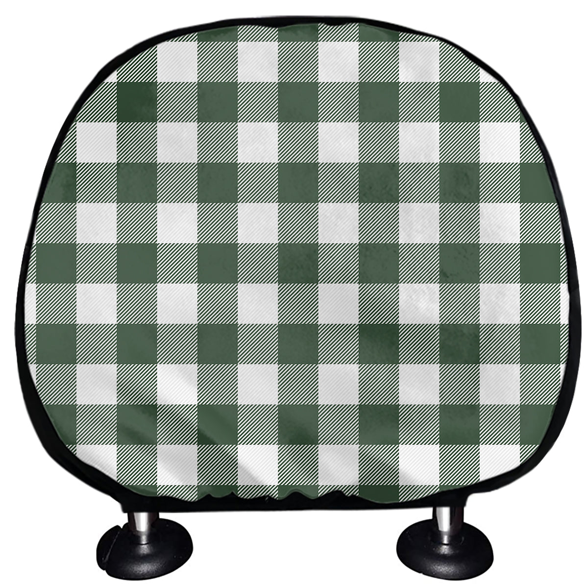 Forest Green Buffalo Check Pattern Print Car Headrest Covers