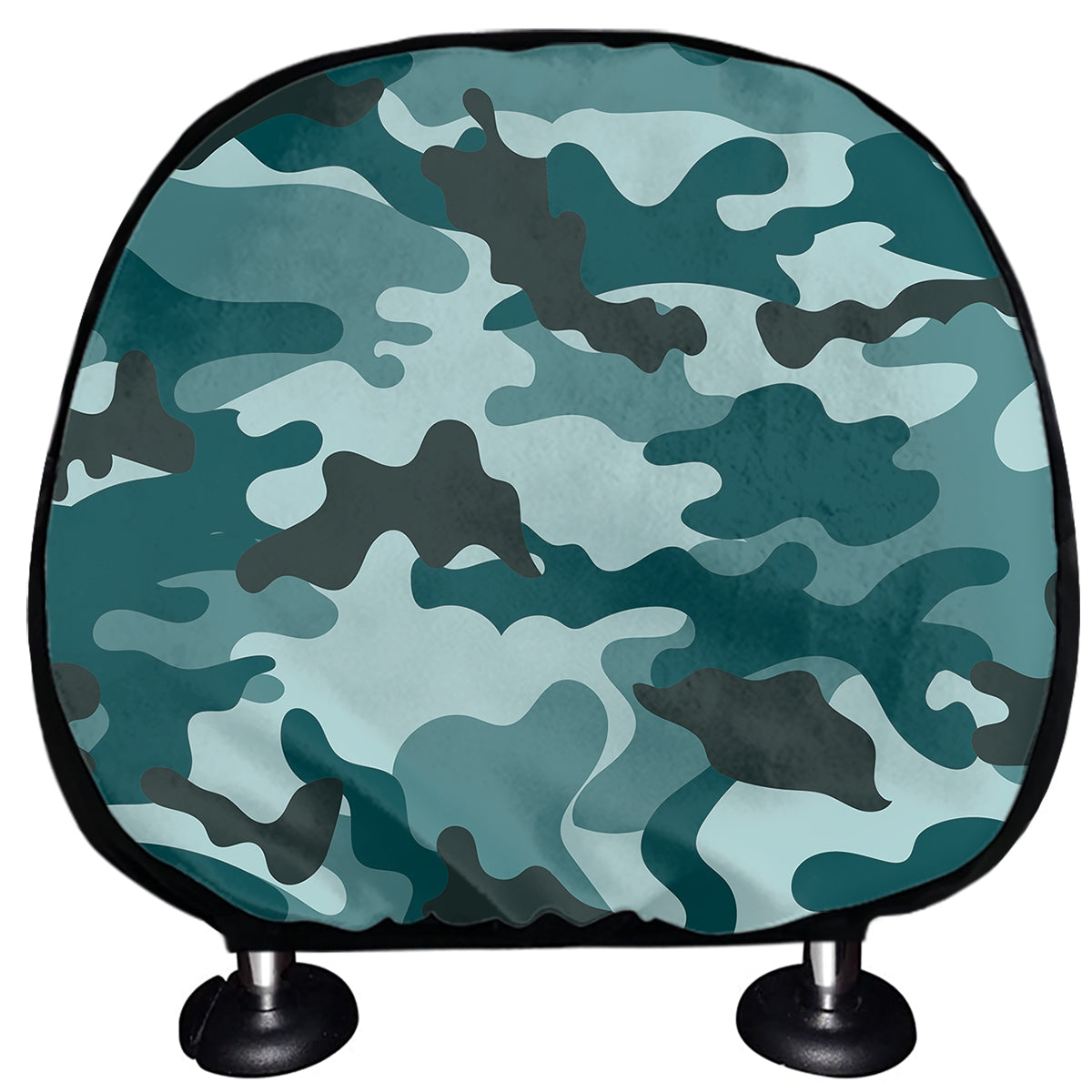 Forest Green Camouflage Print Car Headrest Covers