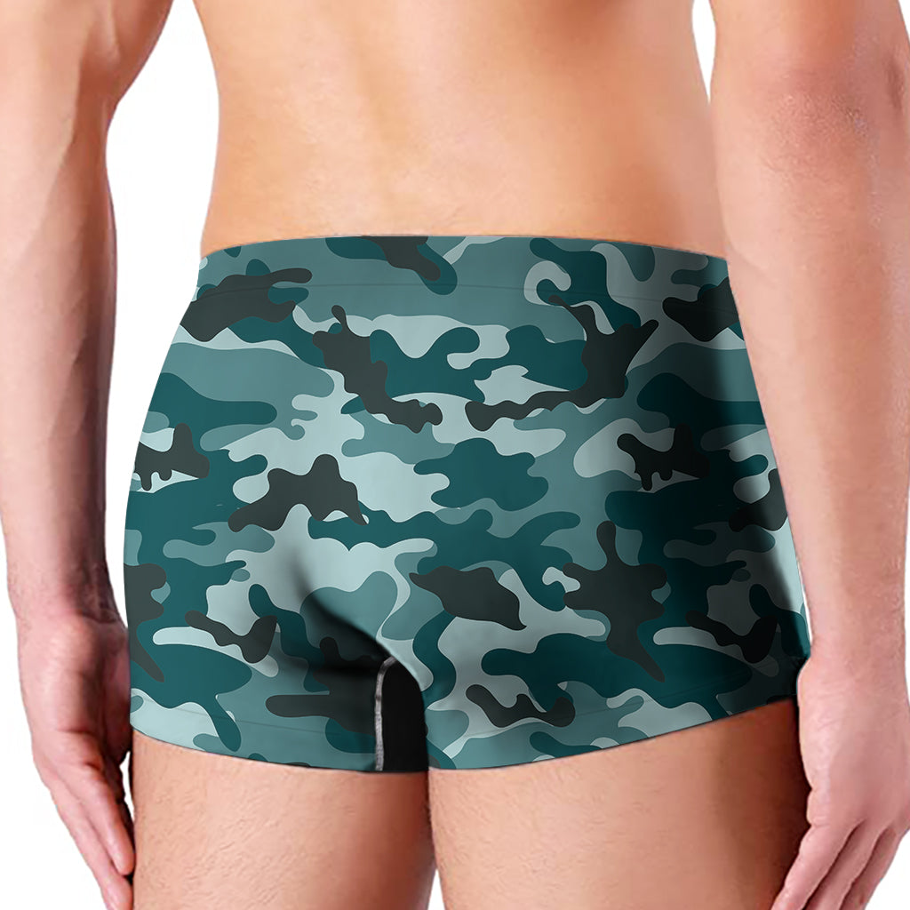 Forest Green Camouflage Print Men's Boxer Briefs