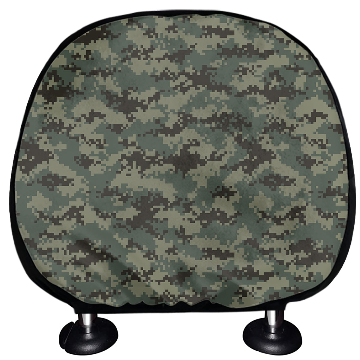 Forest Green Digital Camo Pattern Print Car Headrest Covers