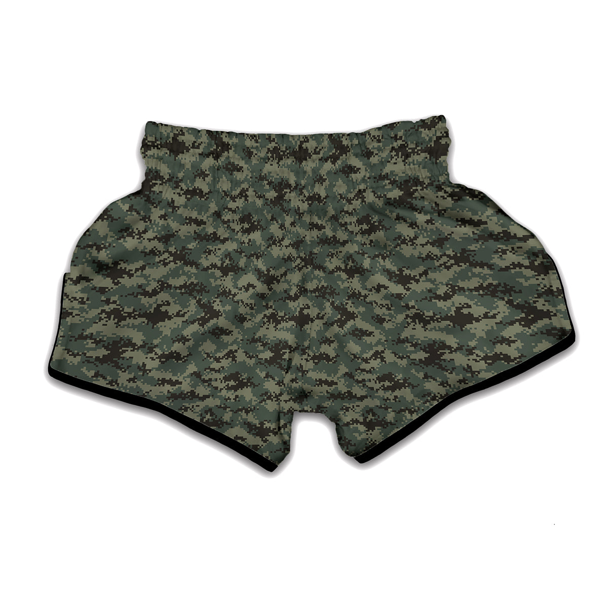 Forest Green Digital Camo Pattern Print Muay Thai Boxing Shorts