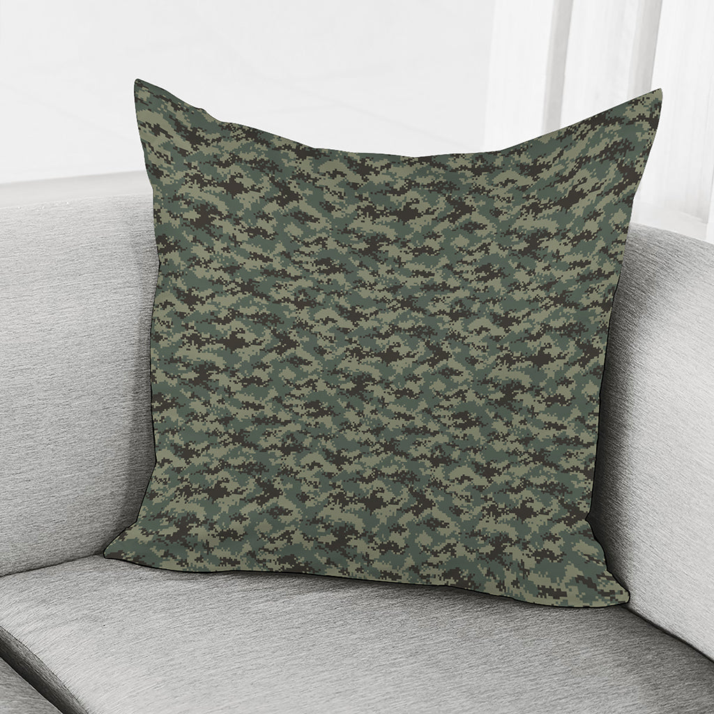 Forest Green Digital Camo Pattern Print Pillow Cover