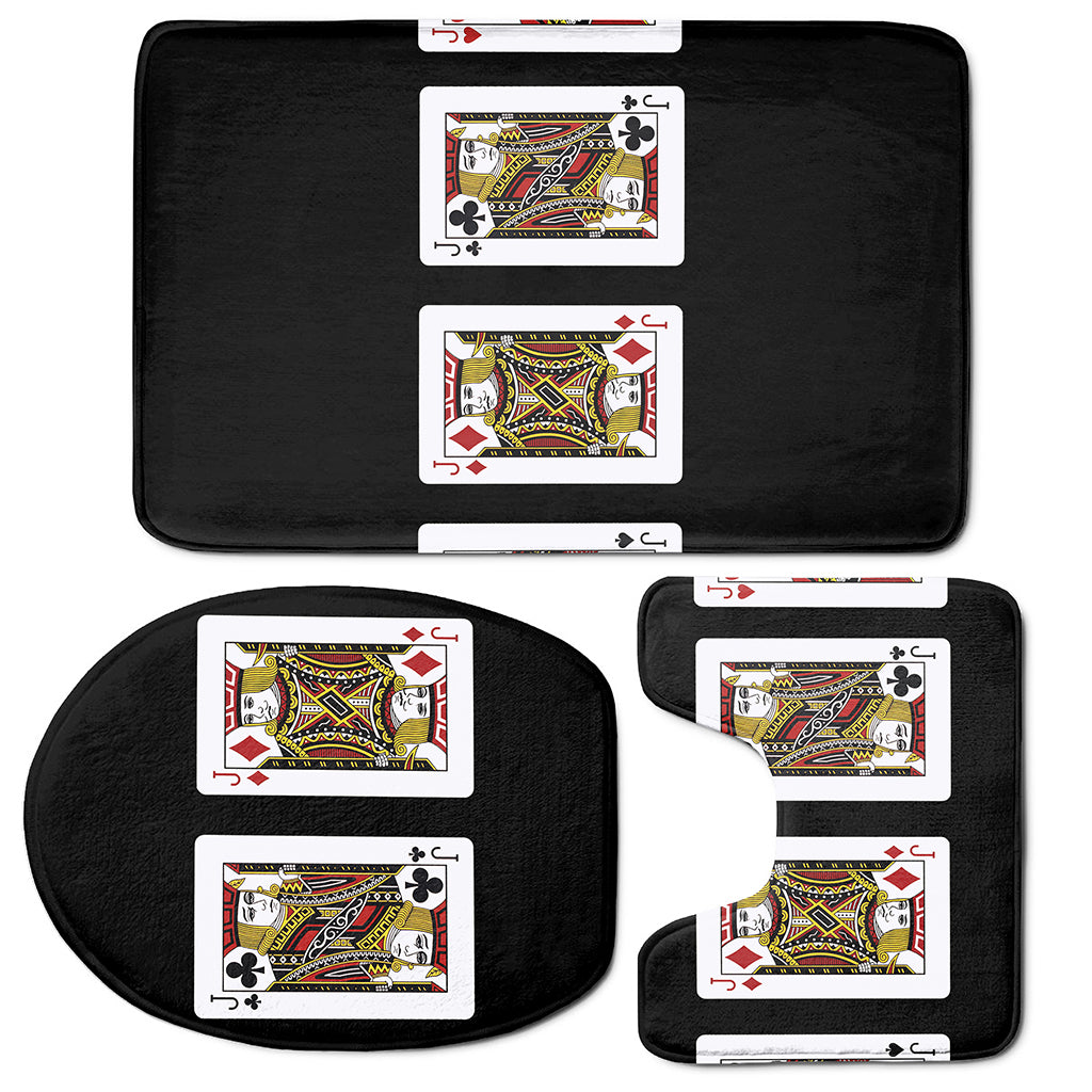 Four Jacks Playing Cards Print 3 Piece Bath Mat Set