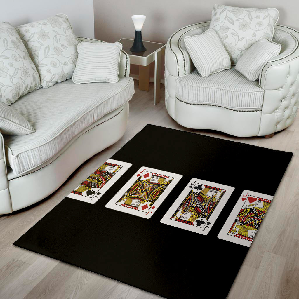 Four Jacks Playing Cards Print Area Rug