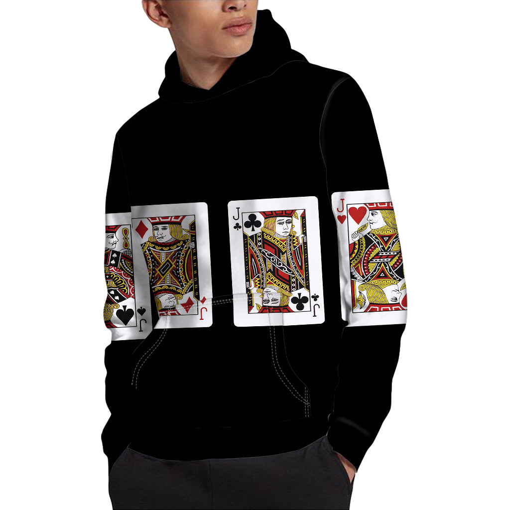 Four Jacks Playing Cards Print Pullover Hoodie