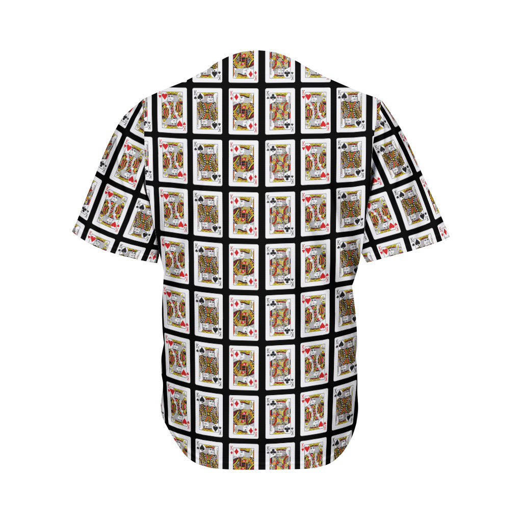 Four Kings Playing Cards Pattern Print Men's Baseball Jersey