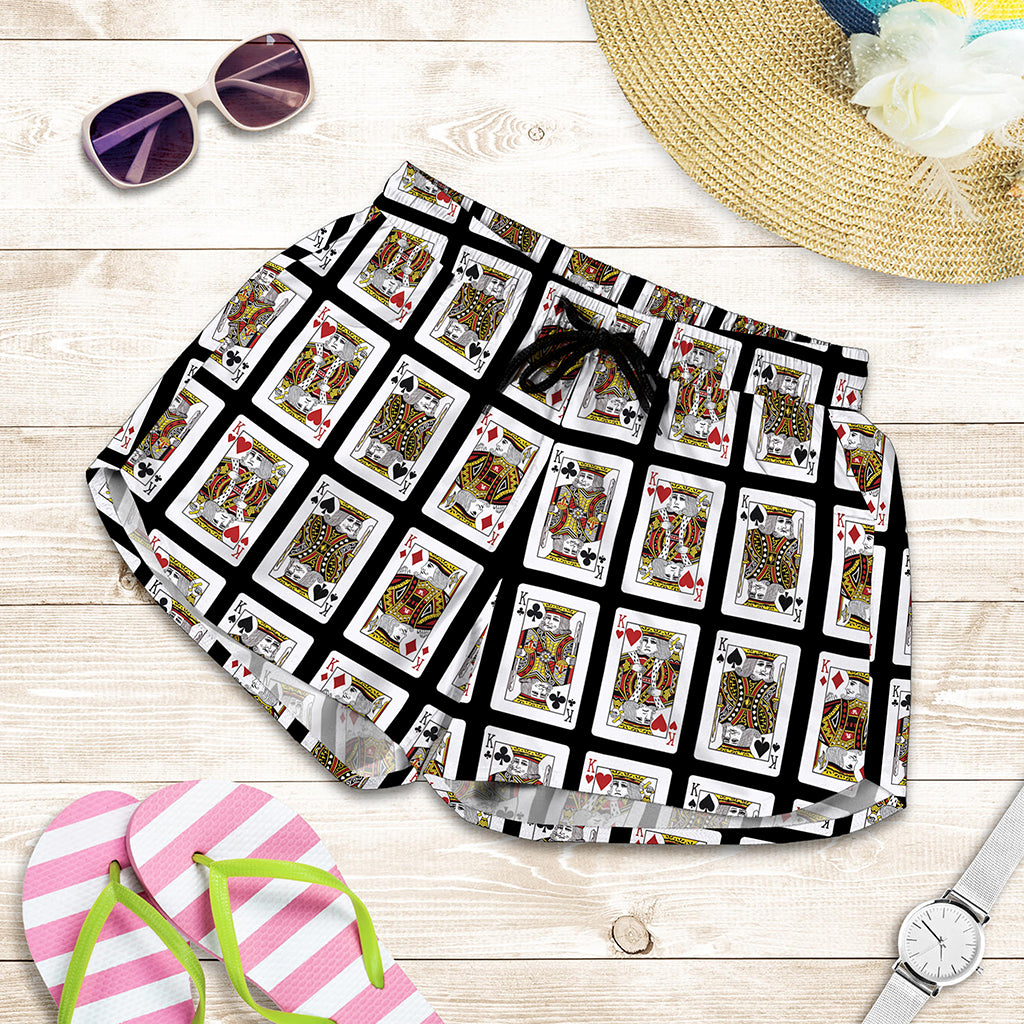 Four Kings Playing Cards Pattern Print Women's Shorts