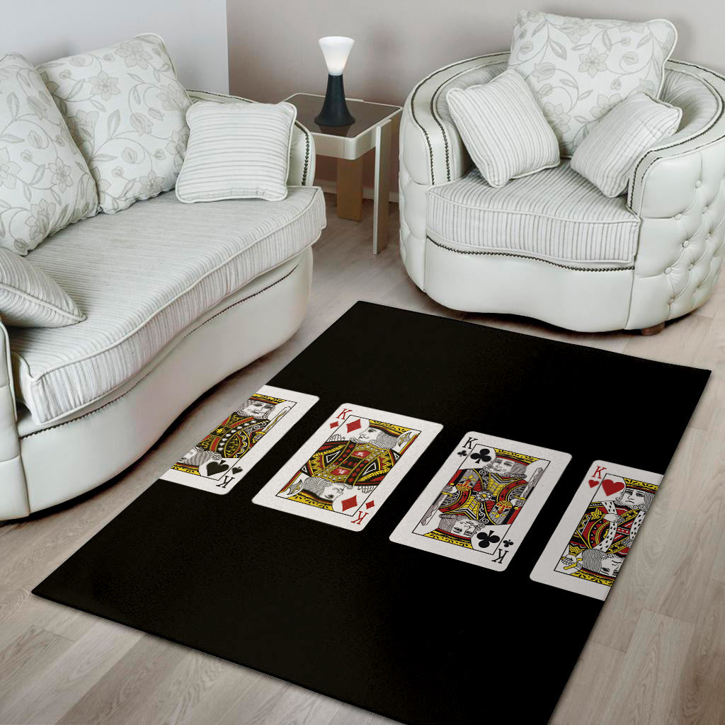Four Kings Playing Cards Print Area Rug