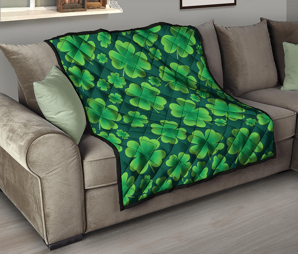 Four-Leaf Clover St. Patrick's Day Print Quilt
