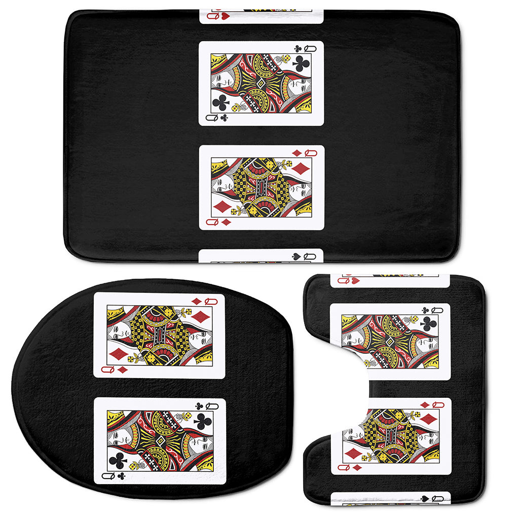Four Queens Playing Cards Print 3 Piece Bath Mat Set
