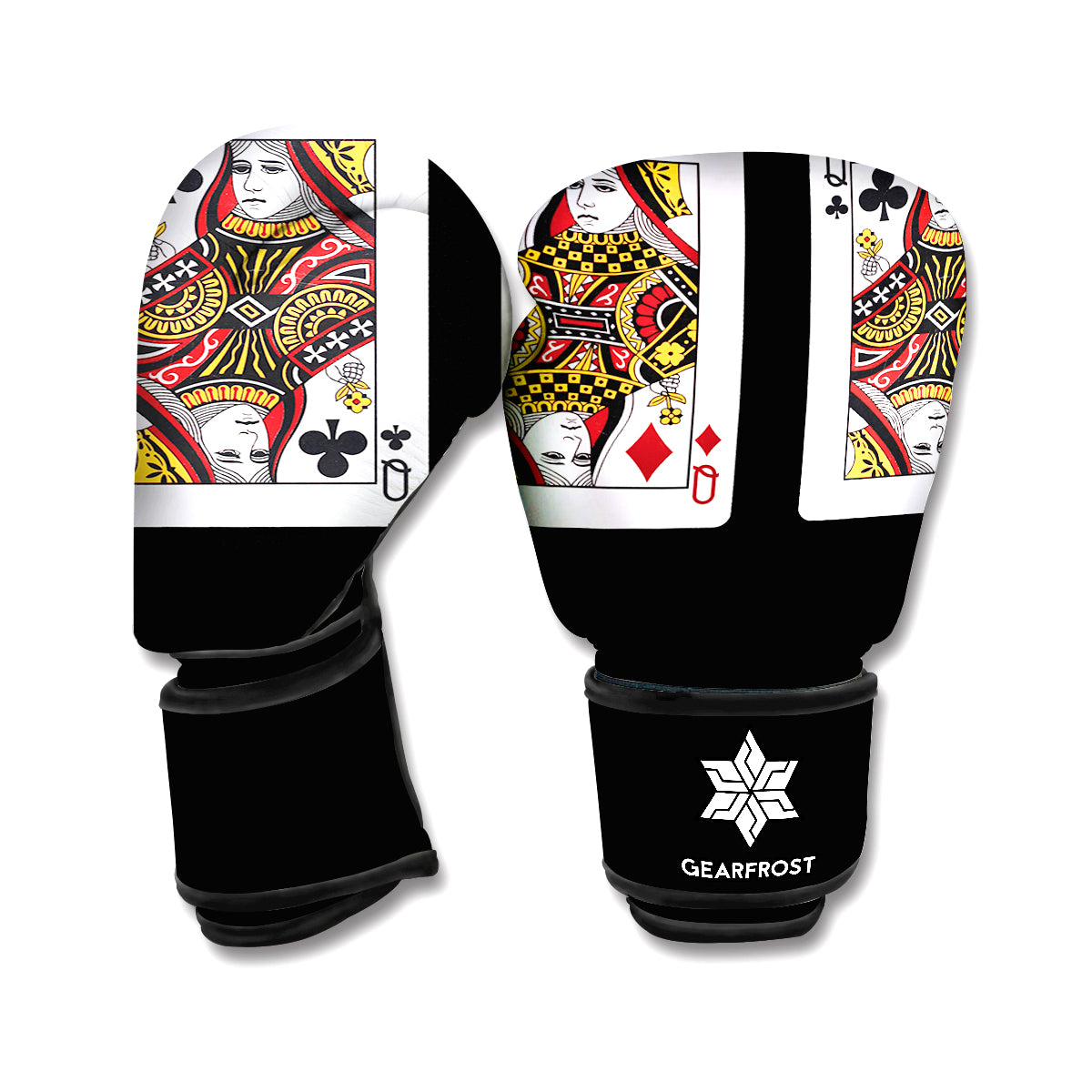 Four Queens Playing Cards Print Boxing Gloves