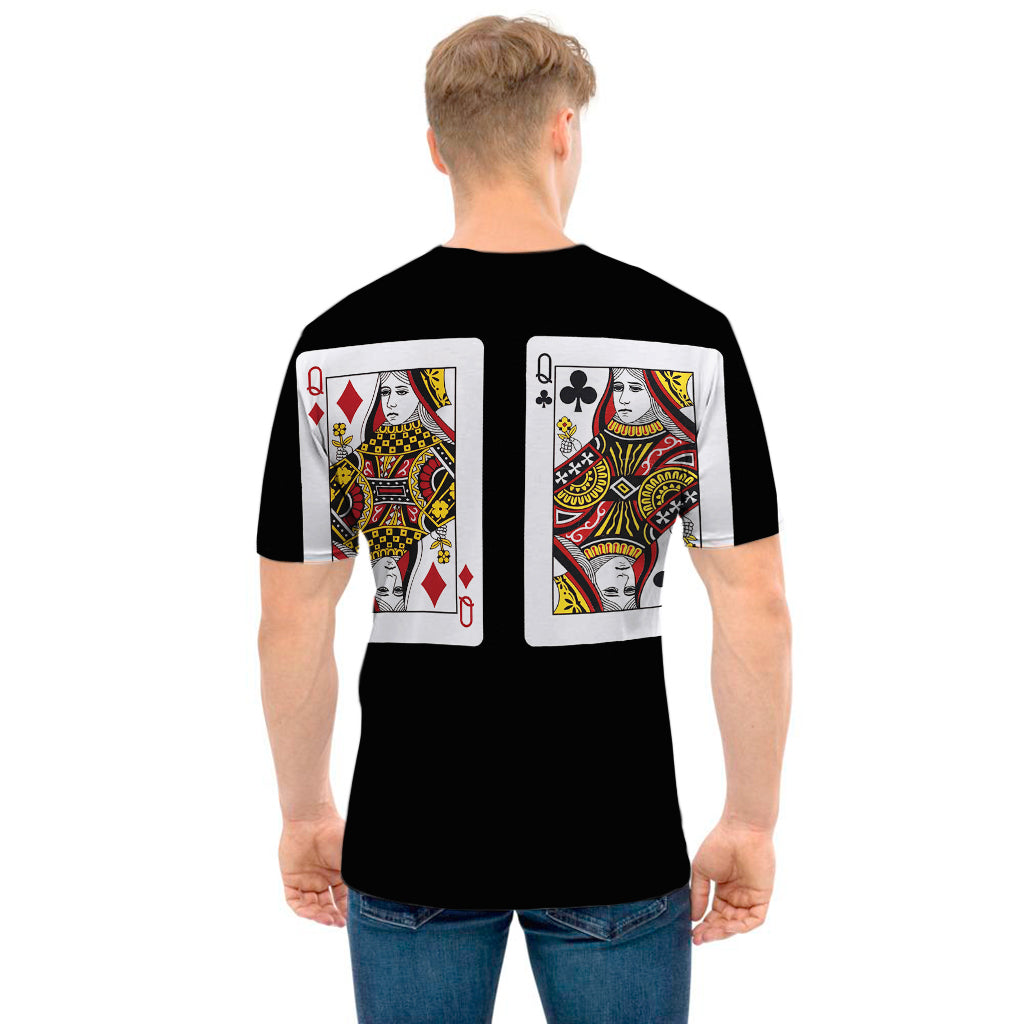 Four Queens Playing Cards Print Men's T-Shirt