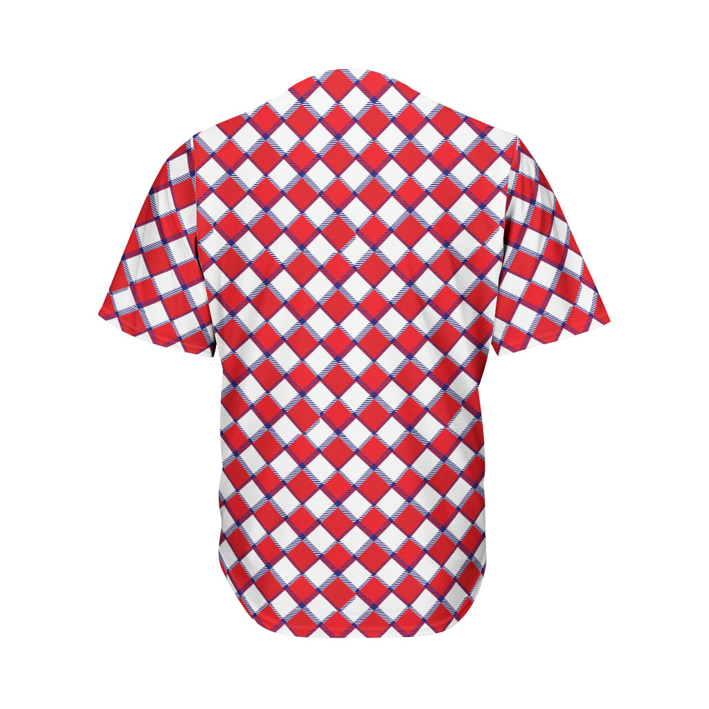 Fourth of July American Plaid Print Men's Baseball Jersey