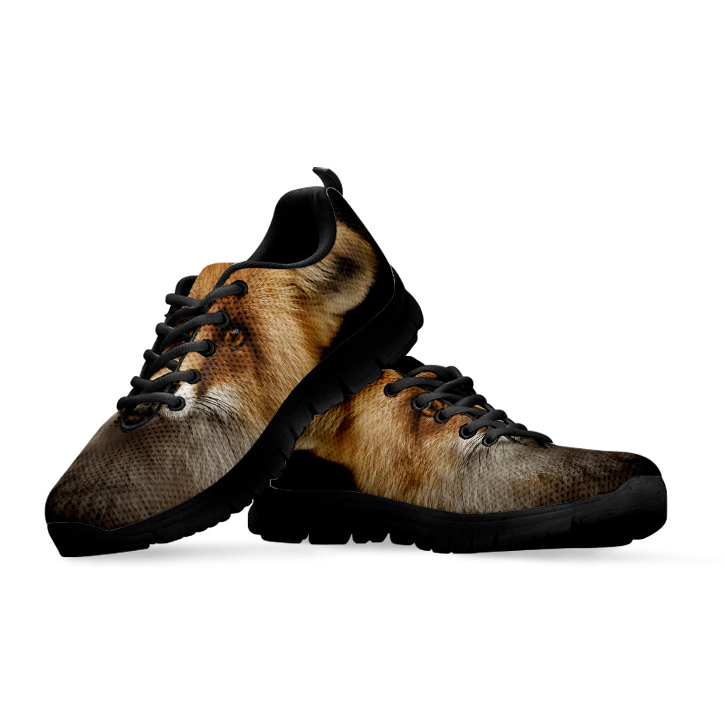 Fox Portrait Print Black Sneakers