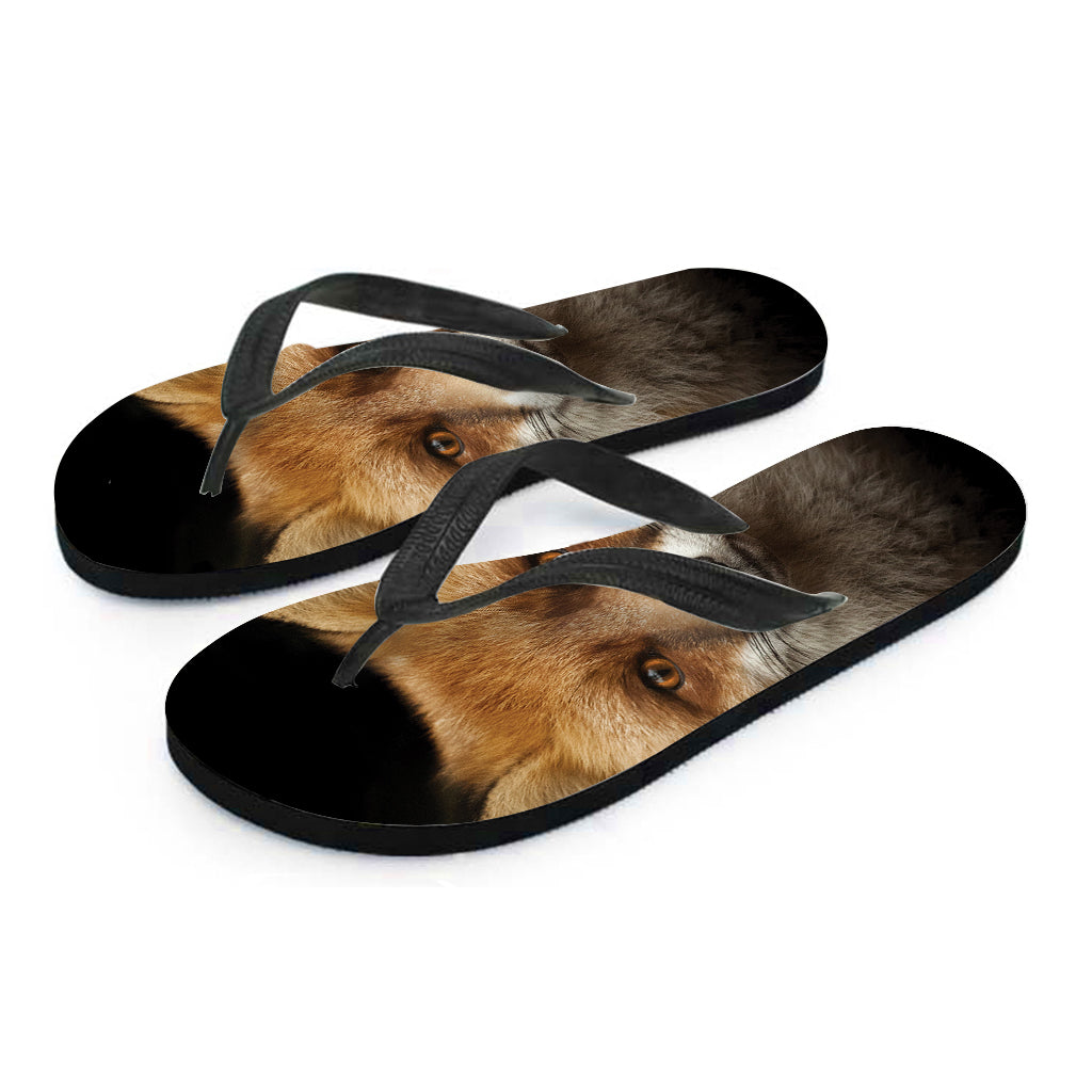 Fox Portrait Print Flip Flops