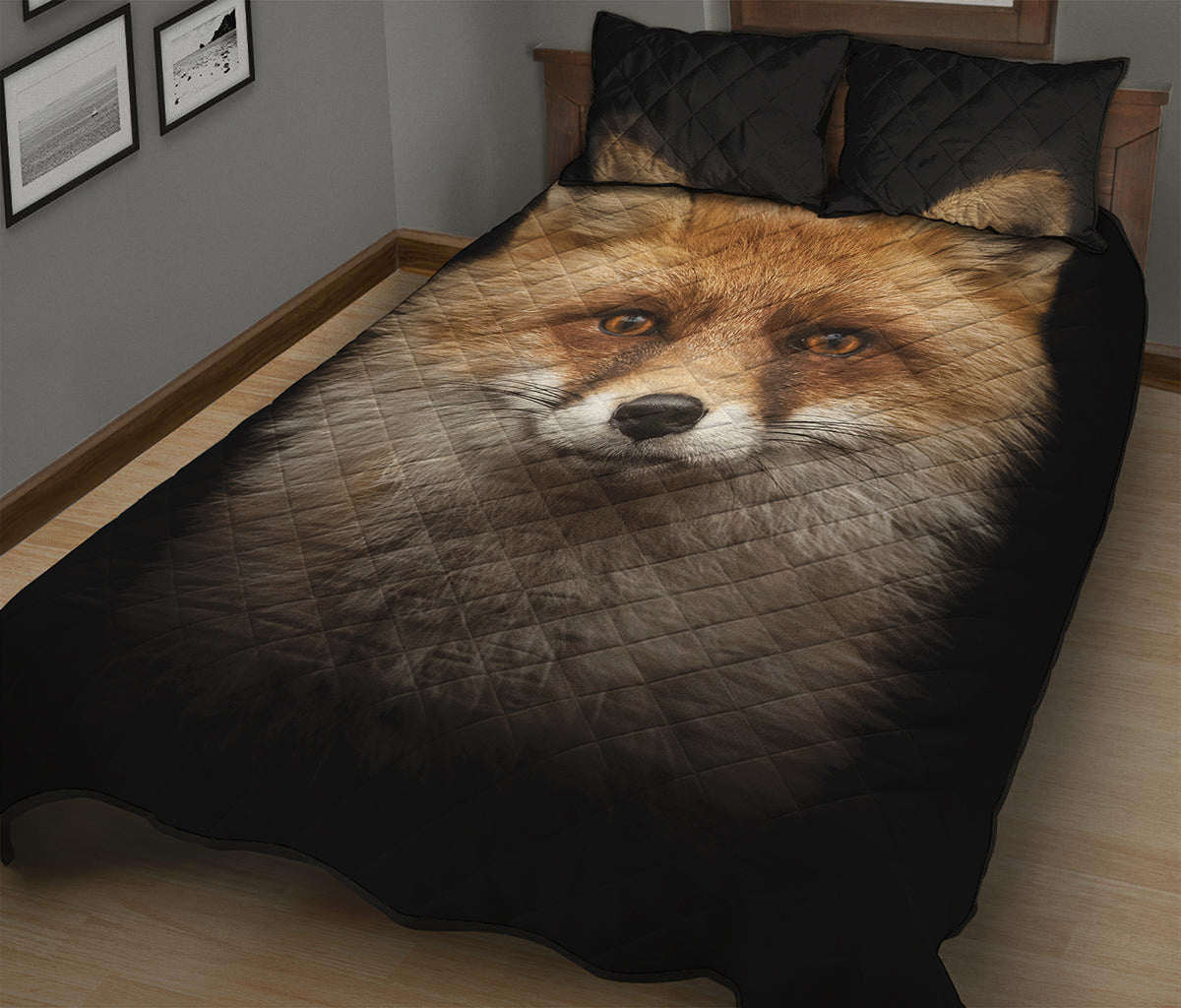 Fox Portrait Print Quilt Bed Set