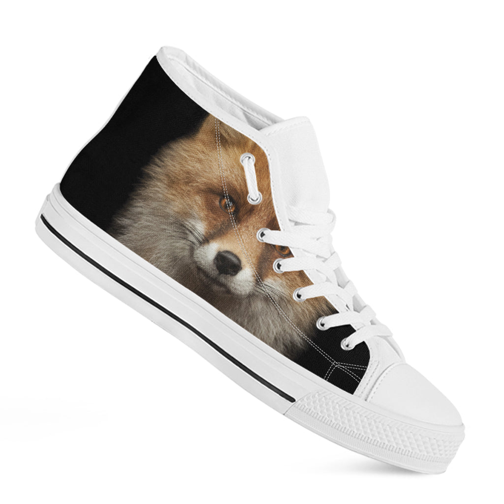 Fox Portrait Print White High Top Shoes