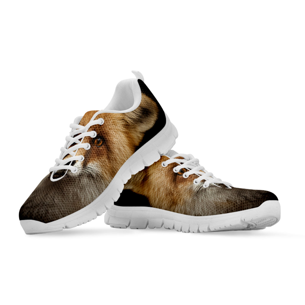 Fox Portrait Print White Sneakers