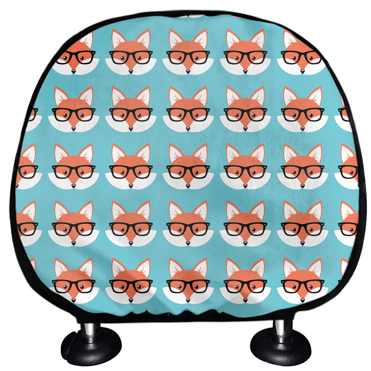 Fox With Glasses Pattern Print Car Headrest Covers