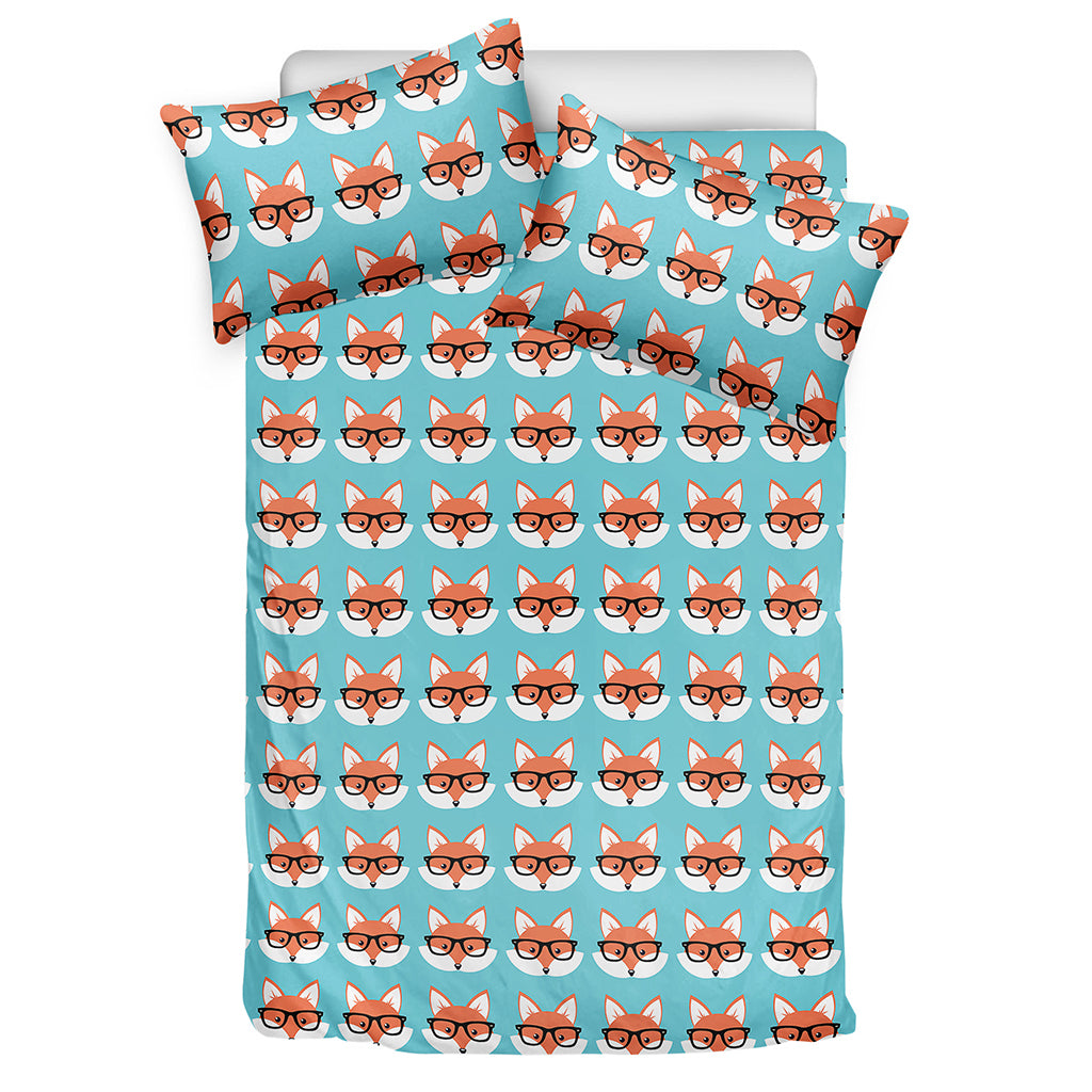Fox With Glasses Pattern Print Duvet Cover Bedding Set