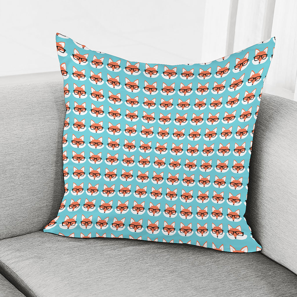 Fox With Glasses Pattern Print Pillow Cover