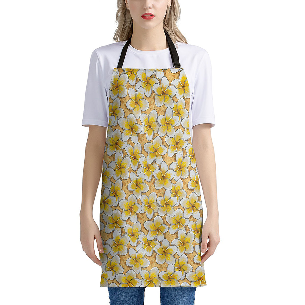 Frangipani Flower Pattern Print Apron