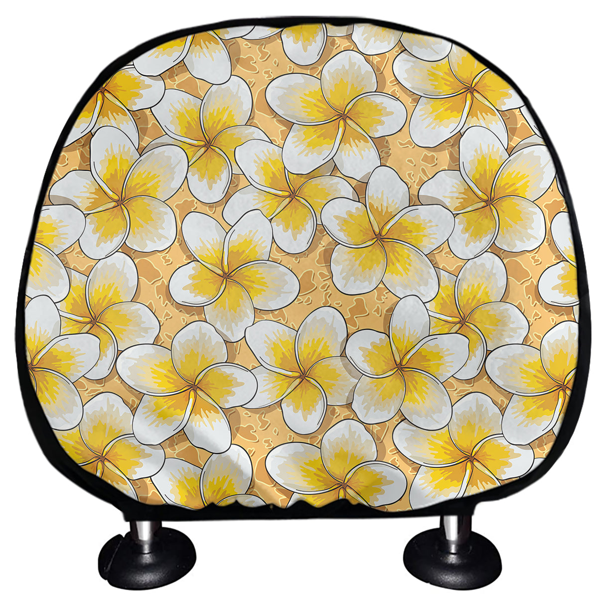 Frangipani Flower Pattern Print Car Headrest Covers