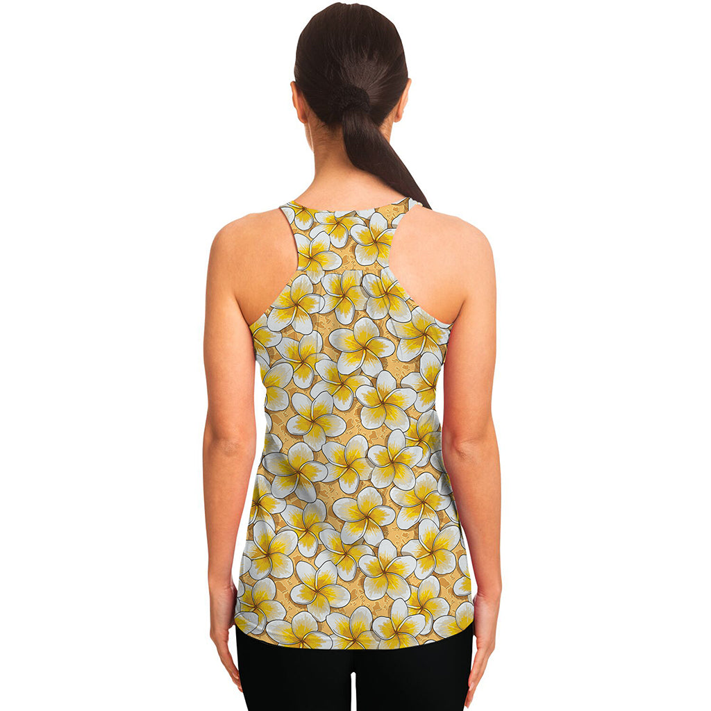 Frangipani Flower Pattern Print Women's Racerback Tank Top