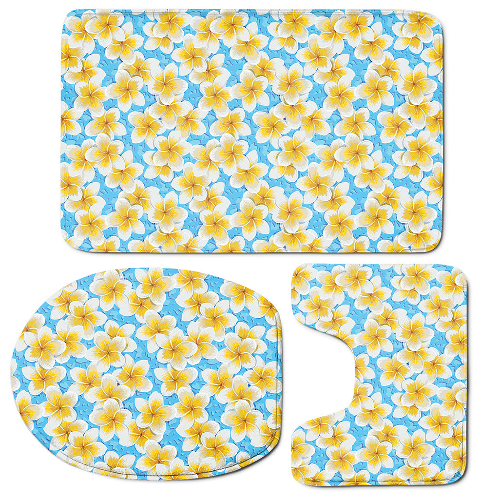 Frangipani On The Water Pattern Print 3 Piece Bath Mat Set
