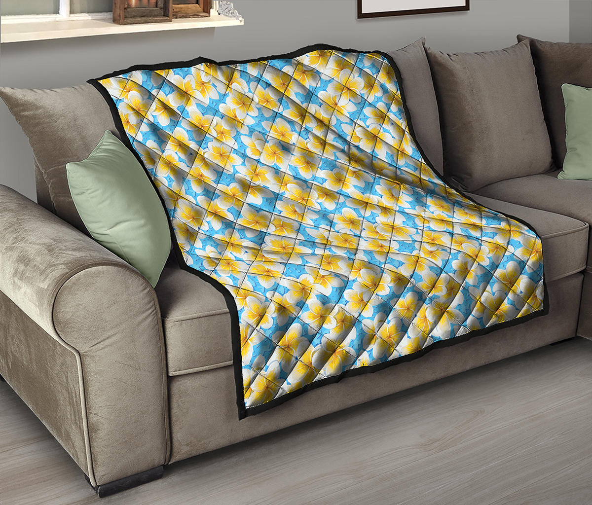 Frangipani On The Water Pattern Print Quilt