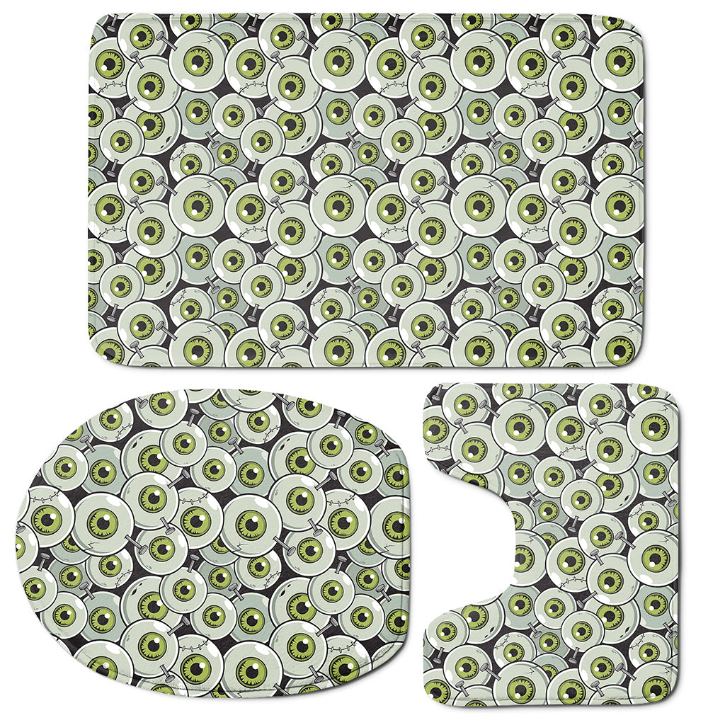 Frankenstein Eyeball Pattern Print 3 Piece Bath Mat Set