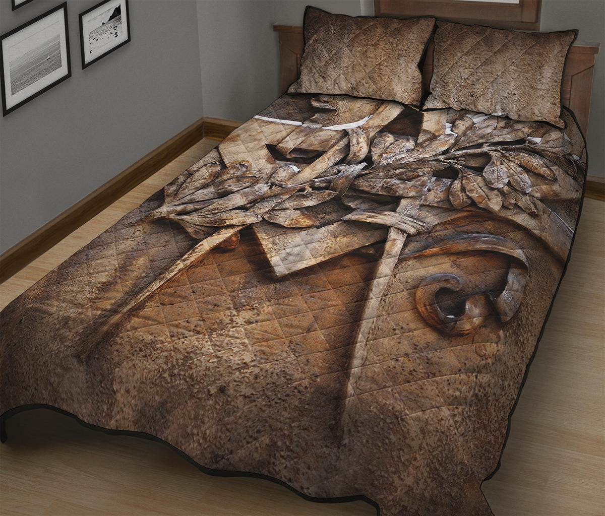Freemasonry Emblem Print Quilt Bed Set