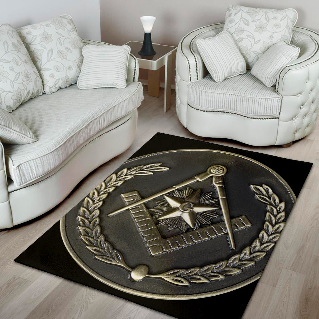 Freemasonry Medal Print Area Rug