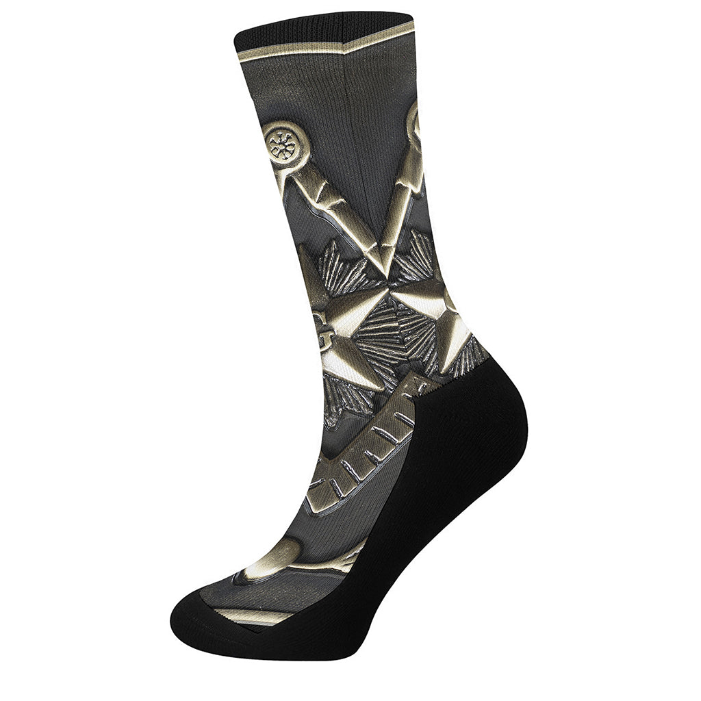 Freemasonry Medal Print Crew Socks