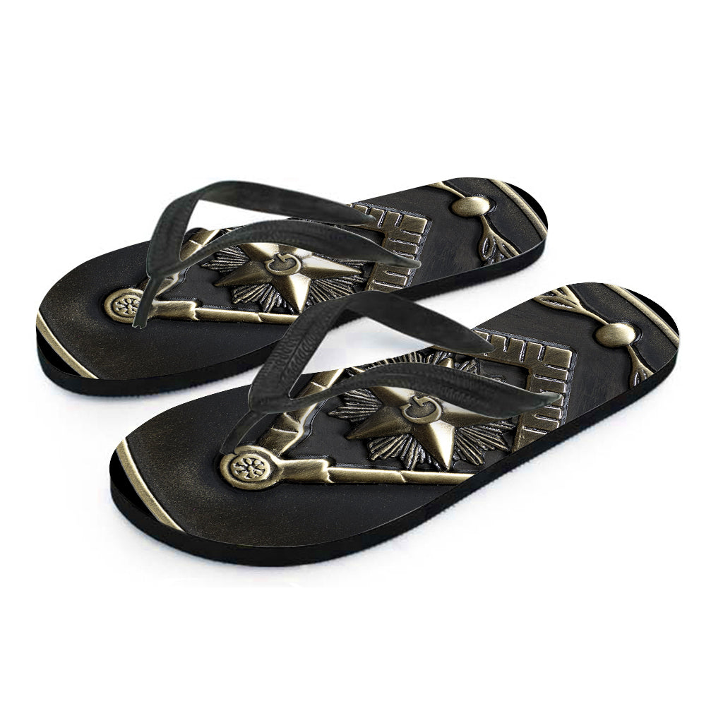 Freemasonry Medal Print Flip Flops