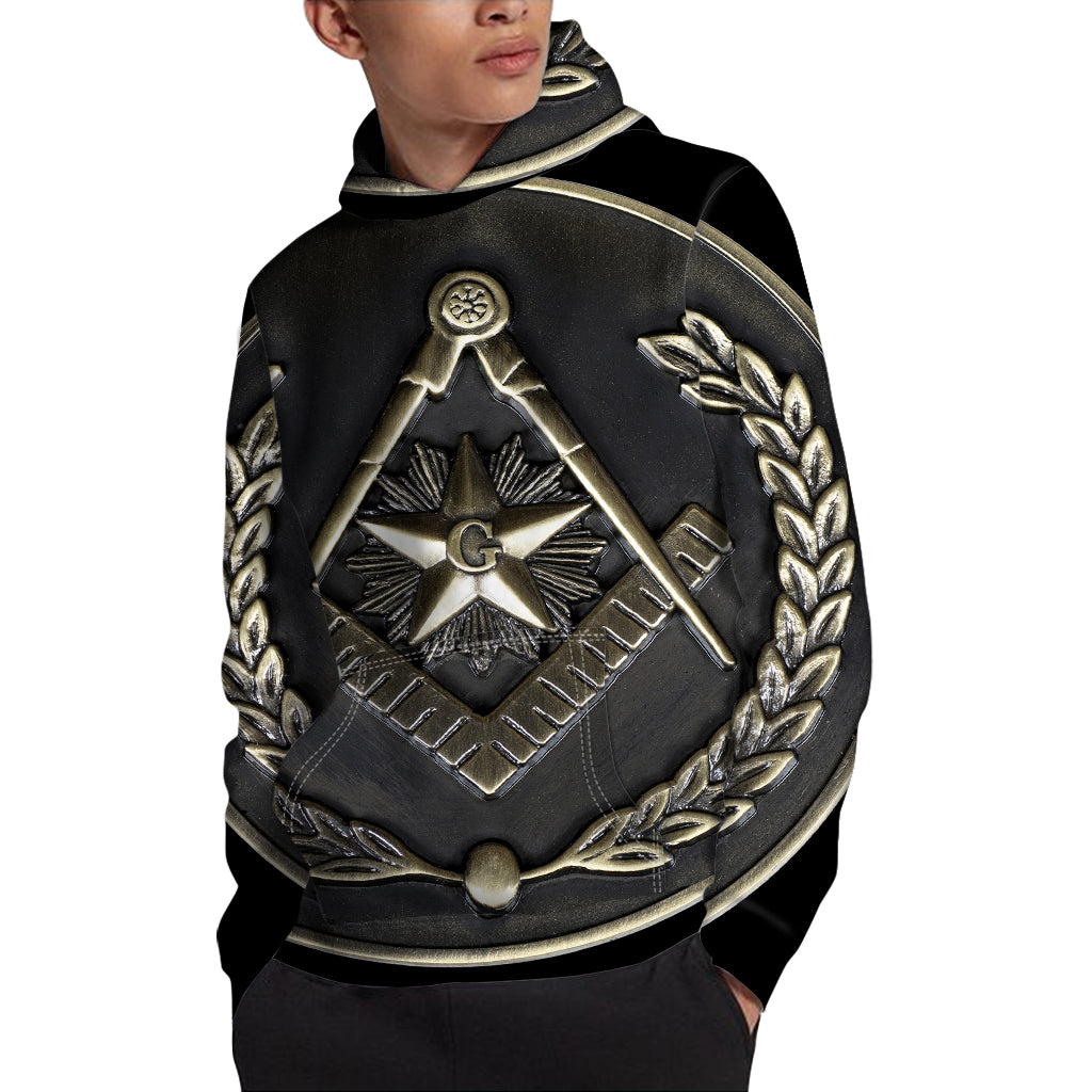 Freemasonry Medal Print Pullover Hoodie