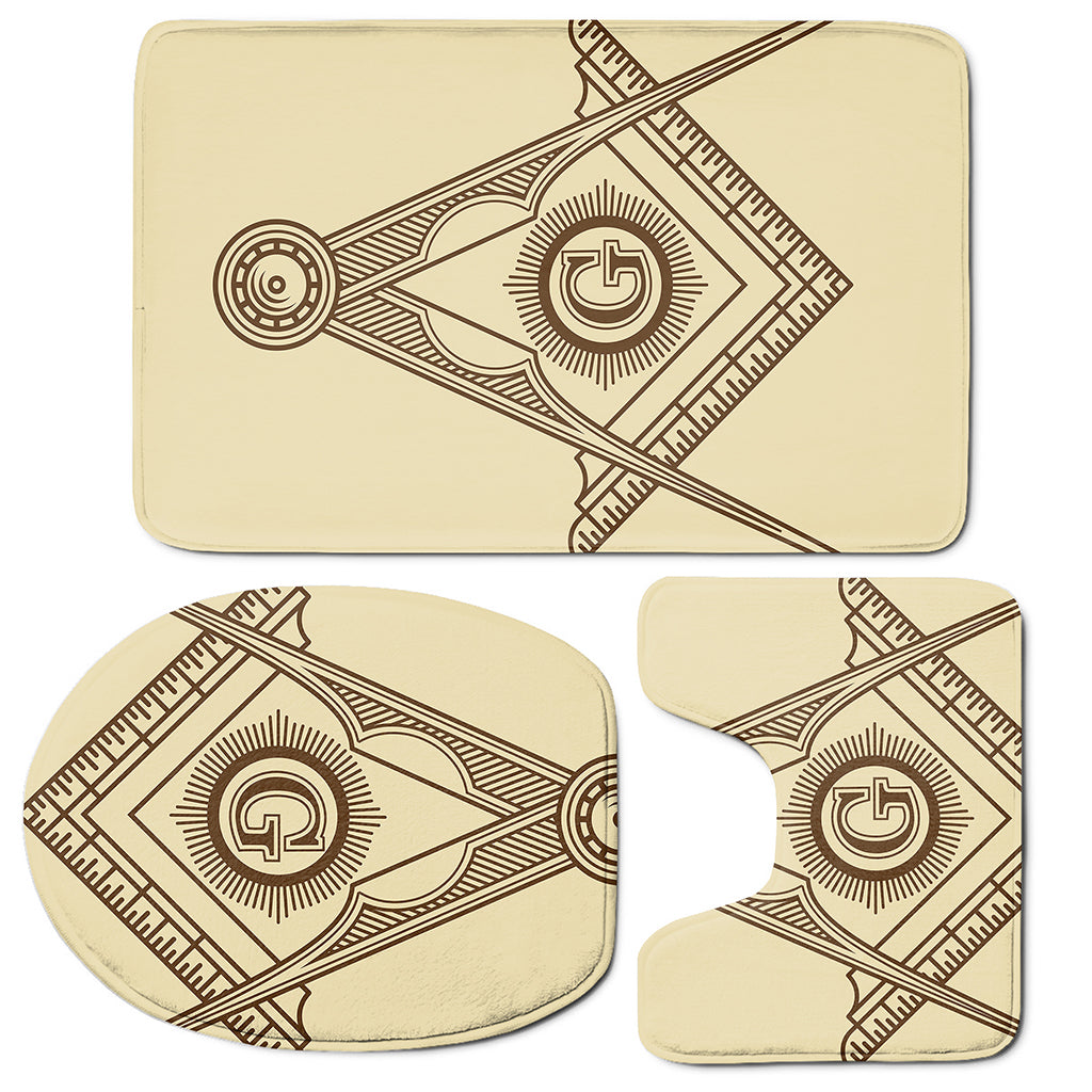 Freemasonry Symbol Print 3 Piece Bath Mat Set
