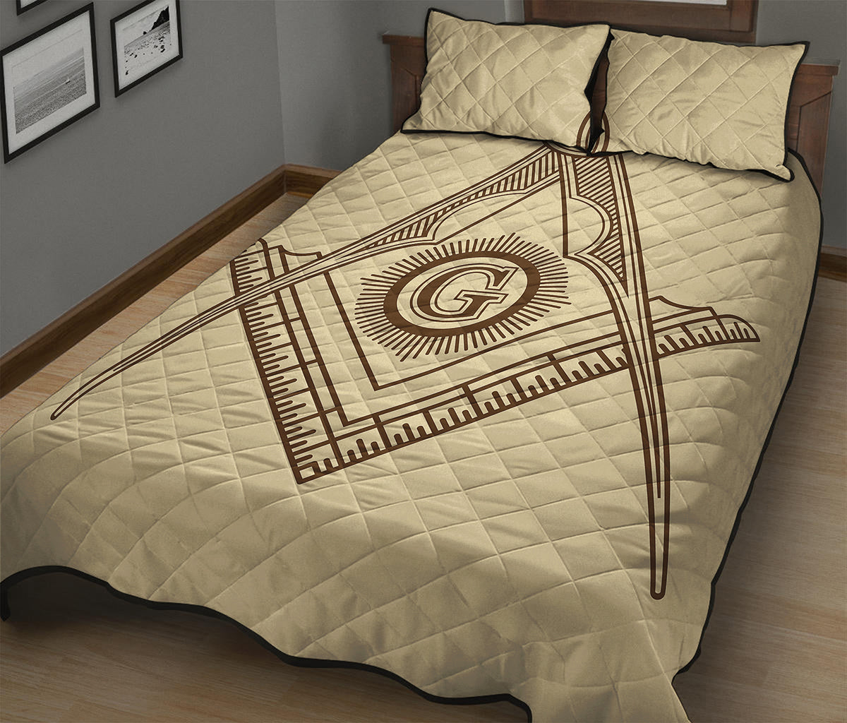 Freemasonry Symbol Print Quilt Bed Set