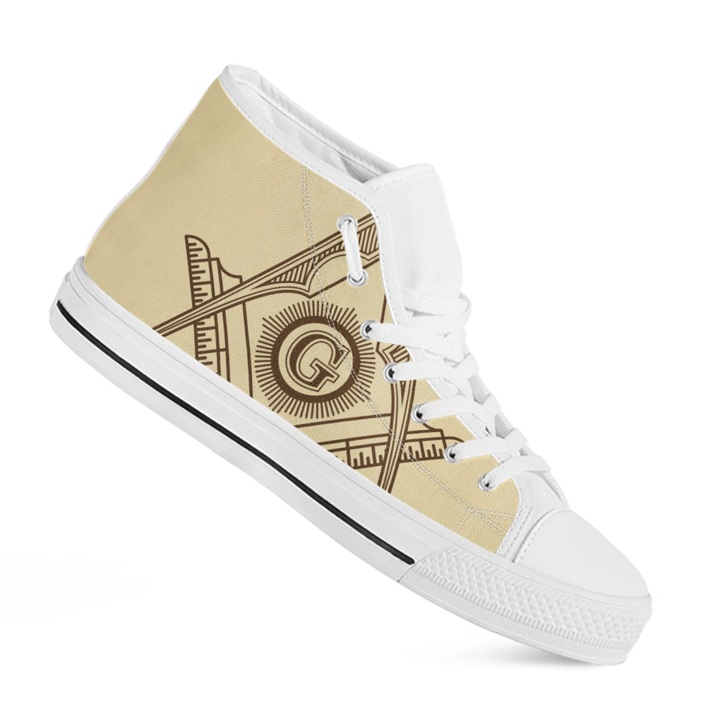 Freemasonry Symbol Print White High Top Shoes