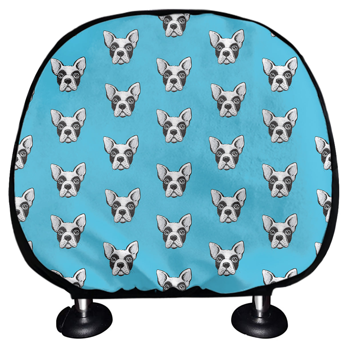 French Bulldog Faces Pattern Print Car Headrest Covers