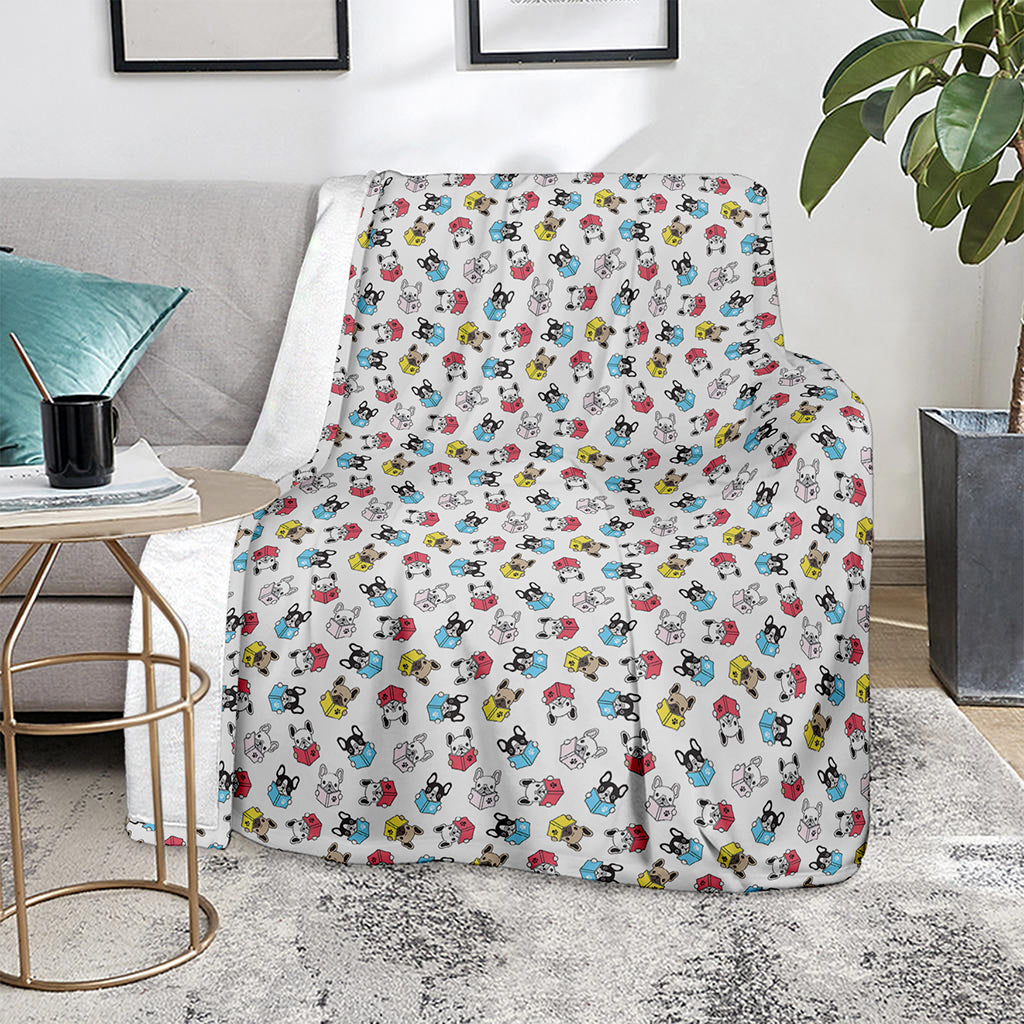 French Bulldog Reading Book Print Blanket