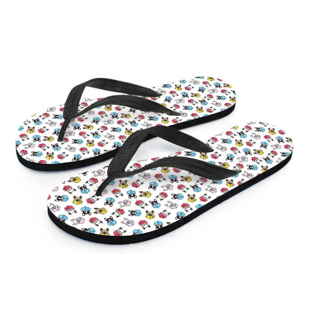 French Bulldog Reading Book Print Flip Flops