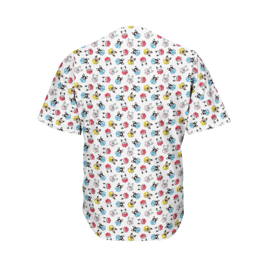 French Bulldog Reading Book Print Men's Baseball Jersey