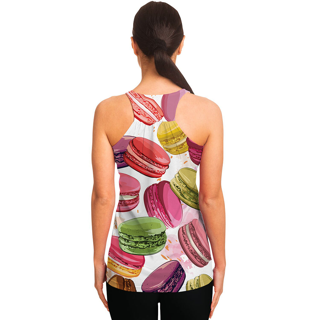 French Macaron Pattern Print Women's Racerback Tank Top