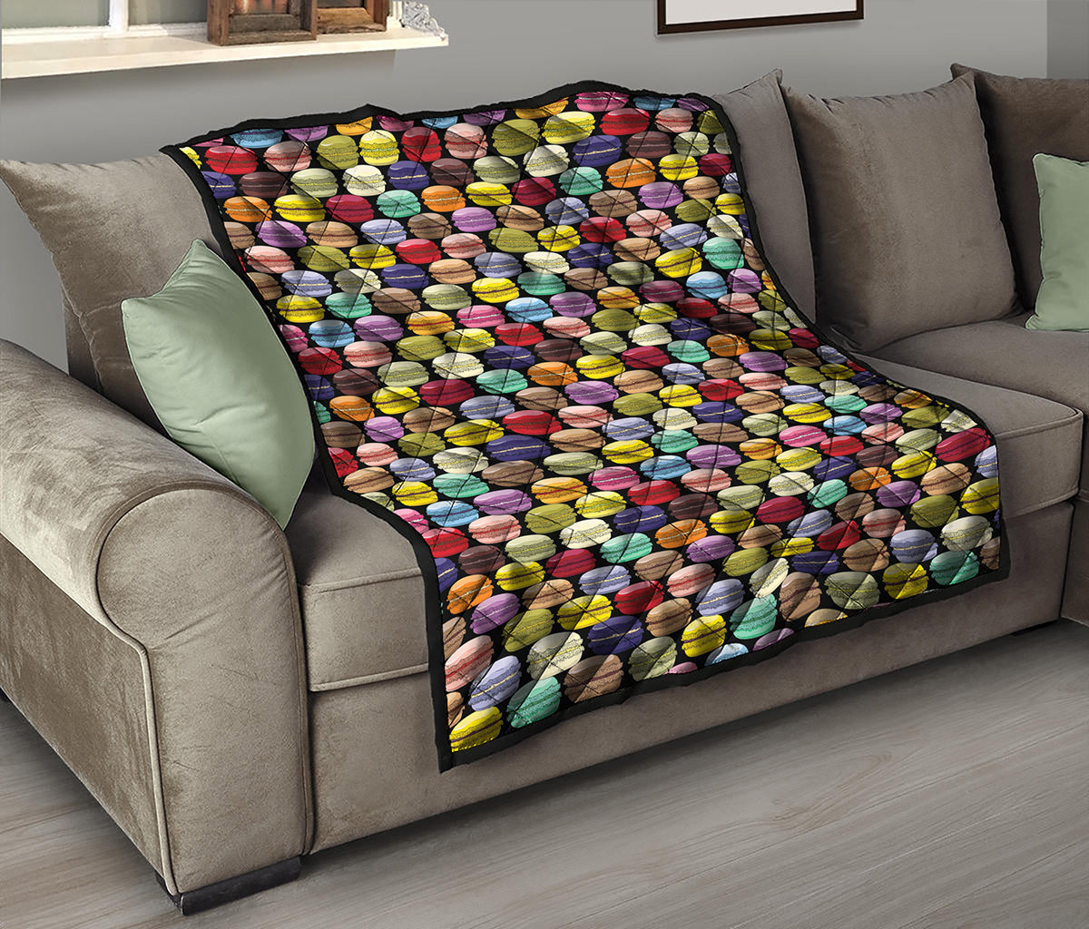 French Macarons Pattern Print Quilt