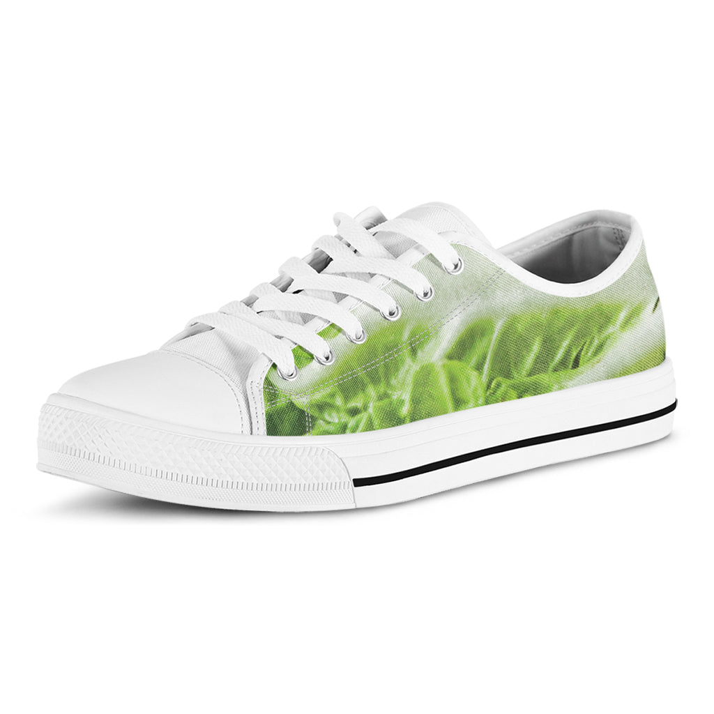 Fresh Cabbage Leaf Print White Low Top Shoes